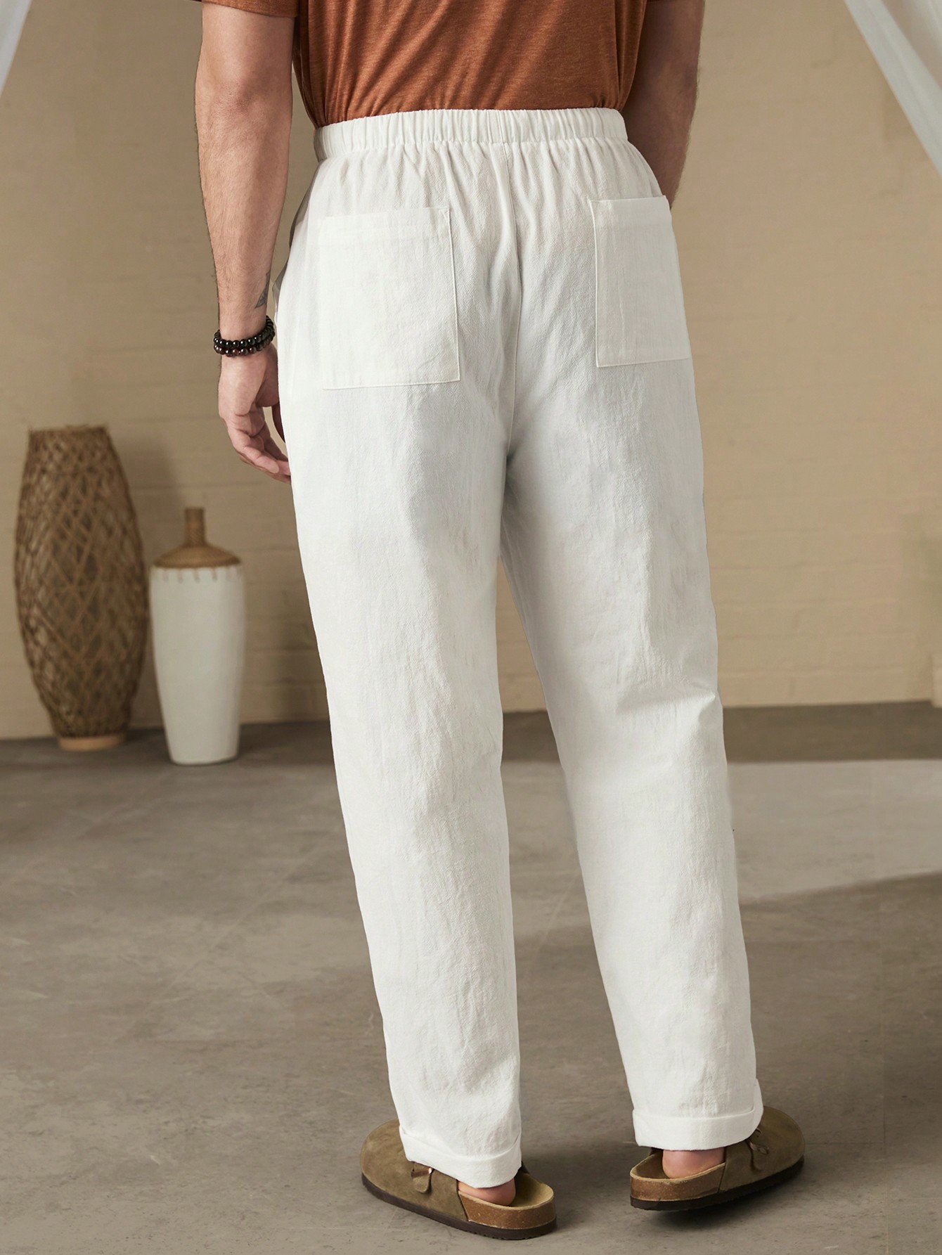 Manfinity KASUA Men Solid Color Drawstring Daily Casual Pants - Image 2