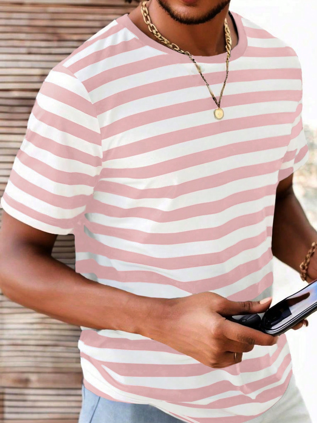 Manfinity KASUA Men Summer Casual Color-Block Striped Short Sleeve T-Shirt - Image 1