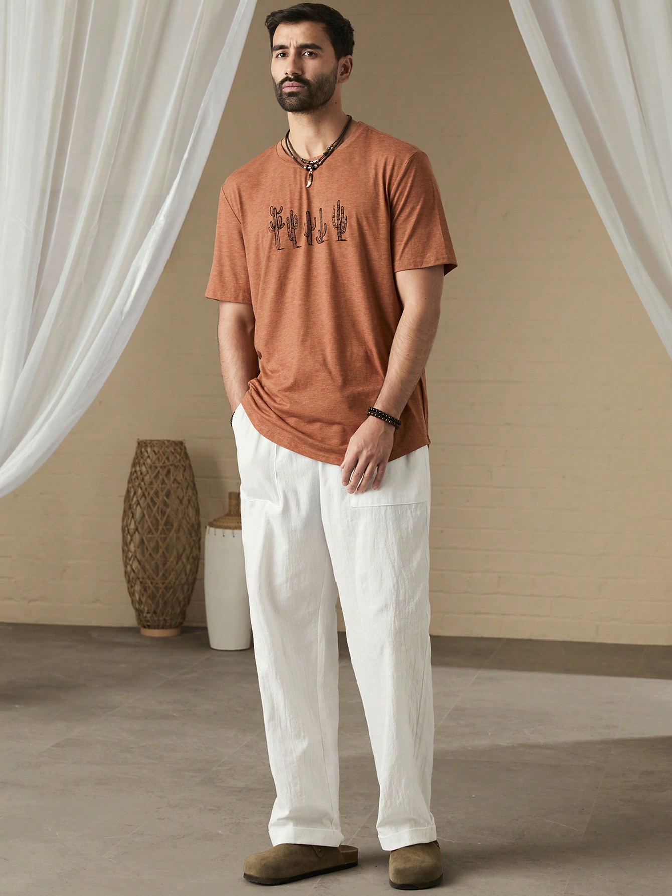 Manfinity KASUA Men Solid Color Drawstring Daily Casual Pants - Image 4