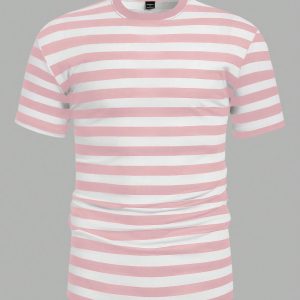 Manfinity KASUA Men Summer Casual Color-Block Striped Short Sleeve T-Shirt - Image 3