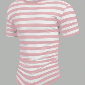 Manfinity KASUA Men Summer Casual Color-Block Striped Short Sleeve T-Shirt - Image 5