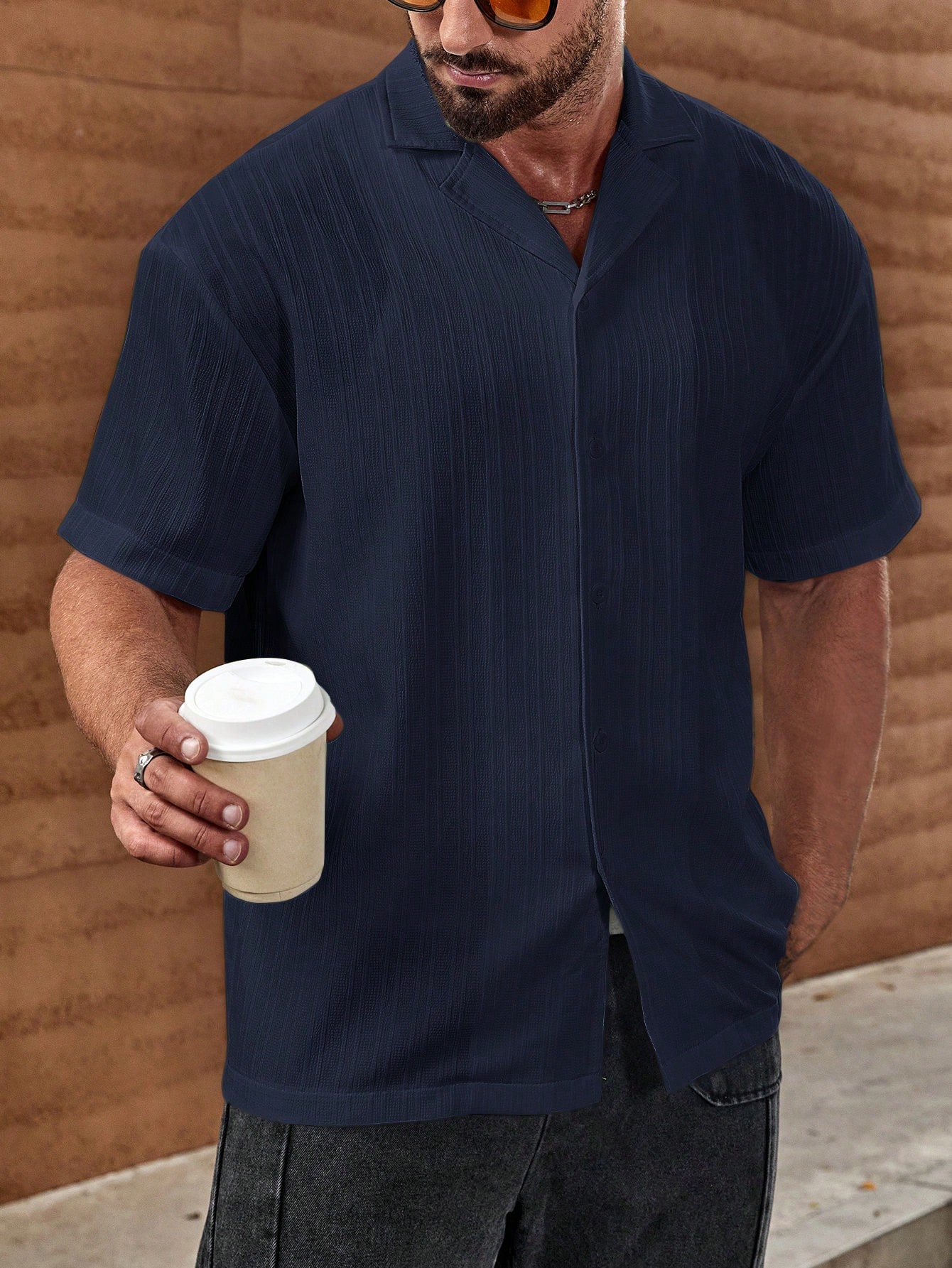 Manfinity KASUA Loose Fit Men??s Solid Button Up Shirt - Image 1