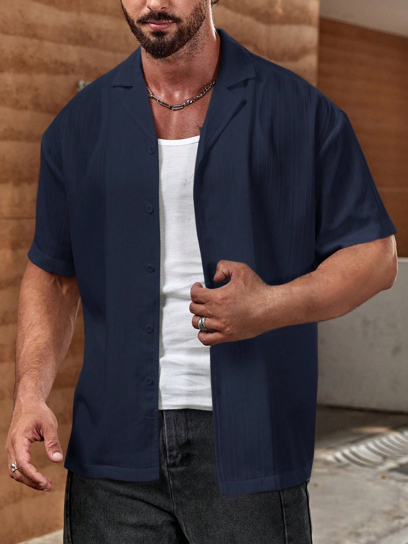 Manfinity KASUA Loose Fit Men??s Solid Button Up Shirt - Image 4