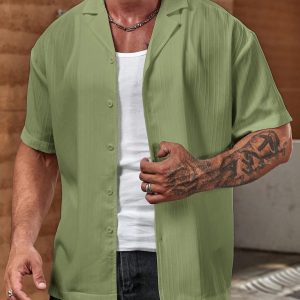 Manfinity KASUA Loose Fit Men Solid Color Button-Up Shirt - Image 3