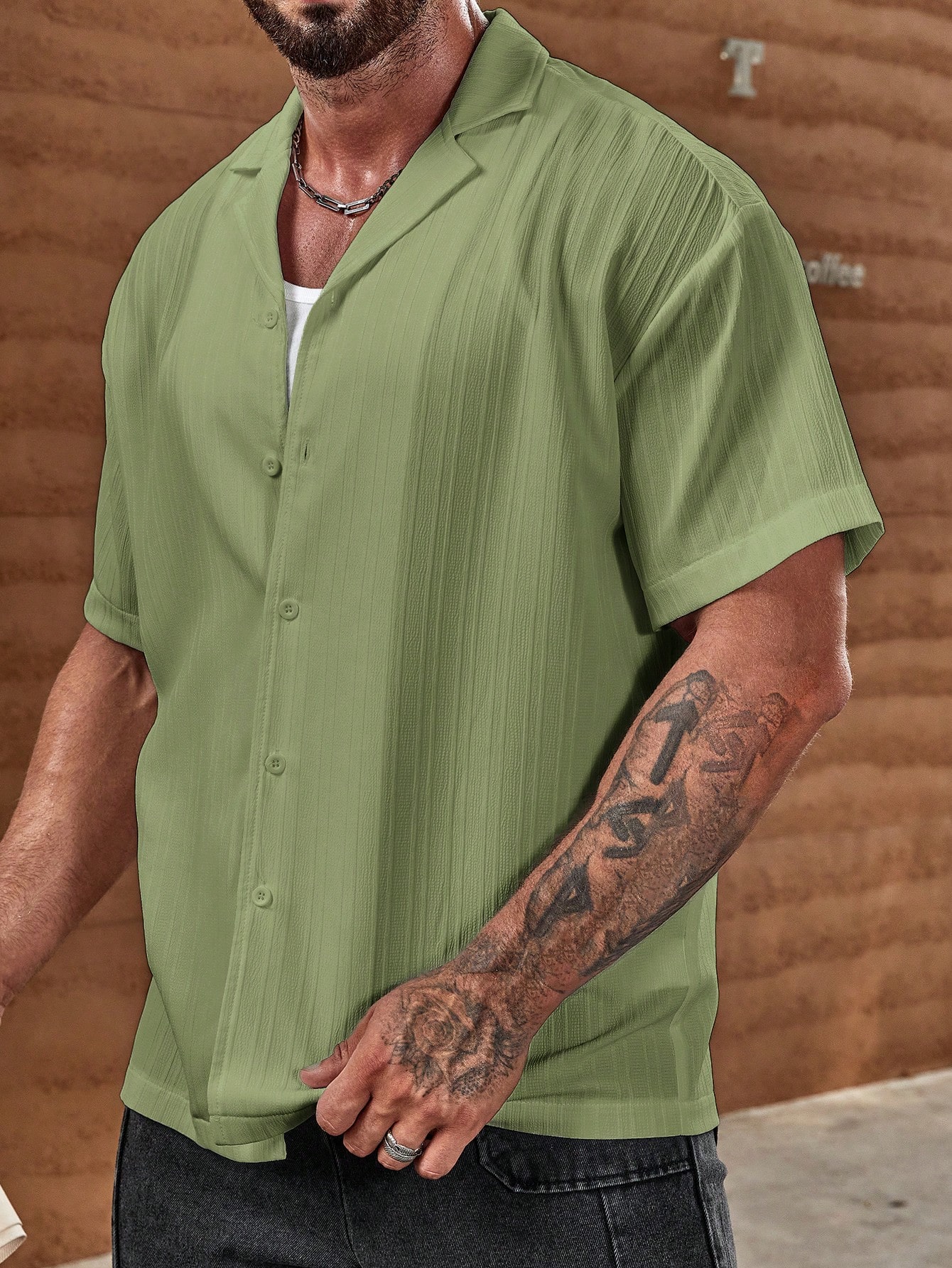 Manfinity KASUA Loose Fit Men Solid Color Button-Up Shirt - Image 5