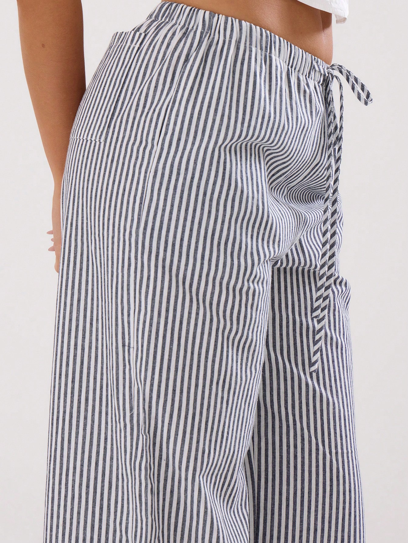 MUSERA Summer Textured Linen Feel Tie Waist Trouser - Image 2