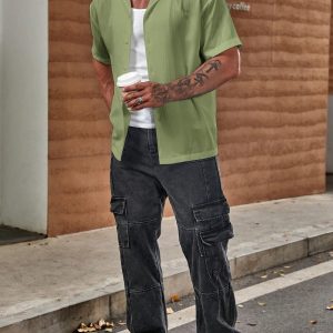 Manfinity KASUA Loose Fit Men Solid Color Button-Up Shirt - Image 6