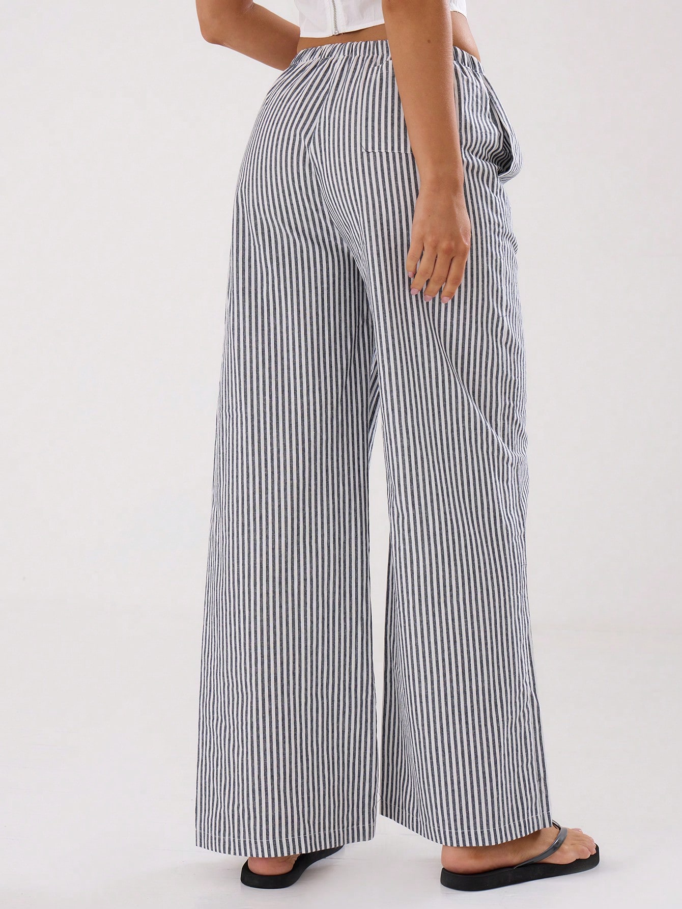 MUSERA Summer Textured Linen Feel Tie Waist Trouser - Image 4