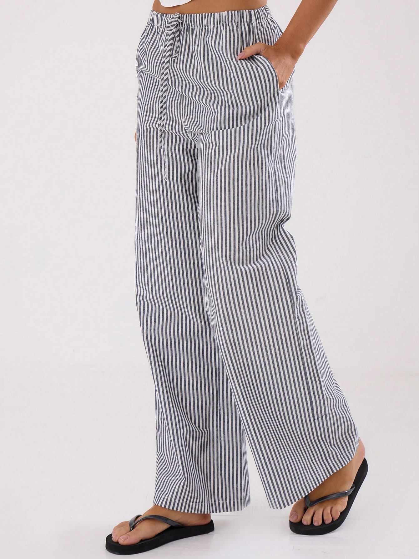 MUSERA Summer Textured Linen Feel Tie Waist Trouser - Image 5
