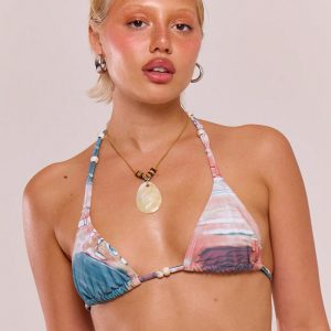 MUSERA Beaded Tie Dye Bikini Top