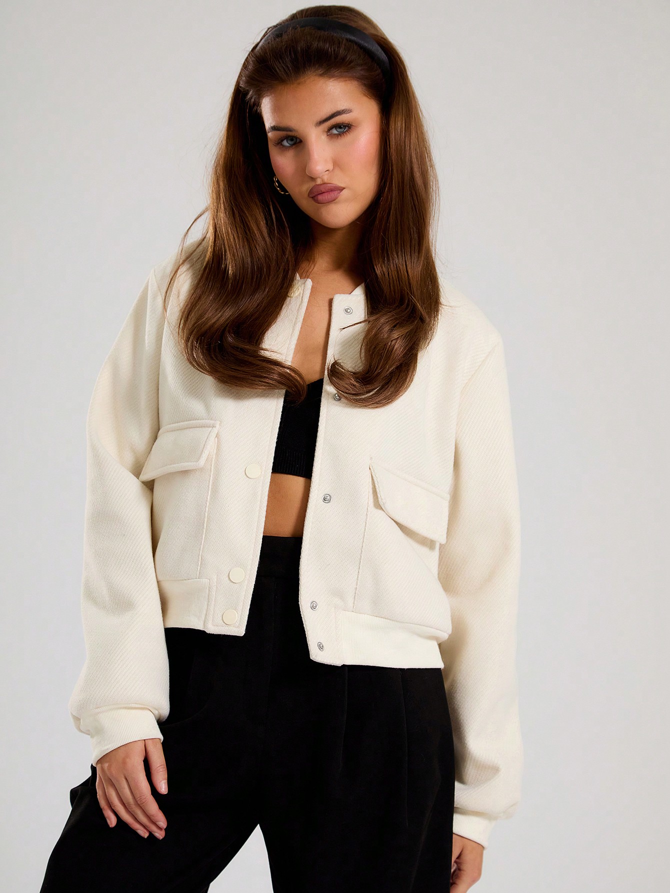 MUSERA Fall Clothes Twill Woven Bomber Jacket - Image 1