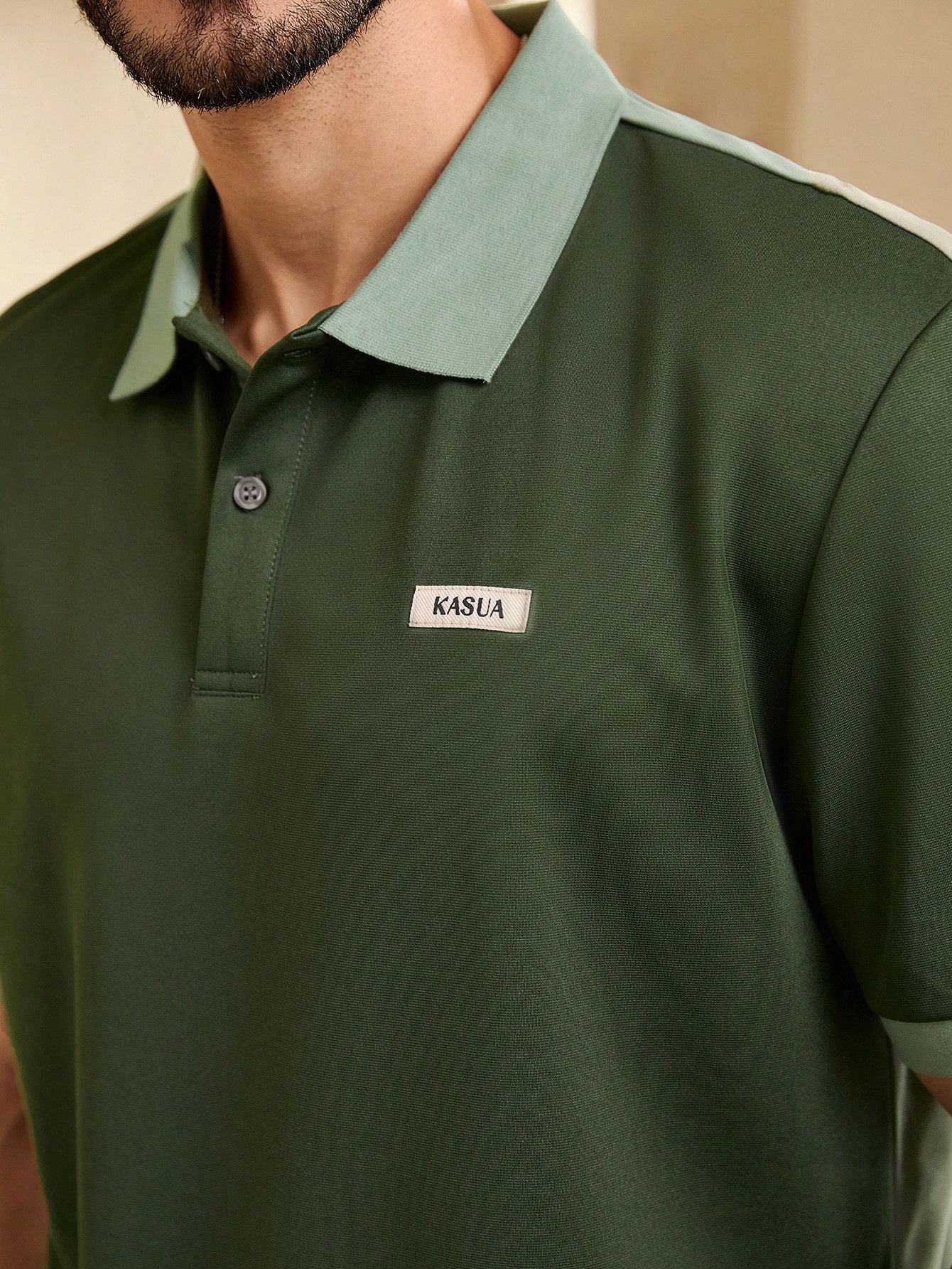 Manfinity KASUA Men??s Summer Color-Blocked Alphabet Pattern Short Sleeve Casual/Commute Polo Shirt - Image 3