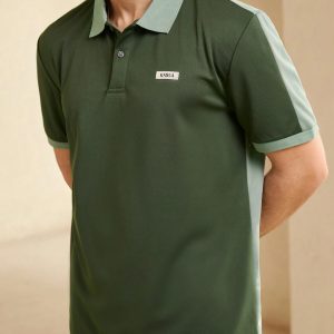 Manfinity KASUA Men??s Summer Color-Blocked Alphabet Pattern Short Sleeve Casual/Commute Polo Shirt - Image 5