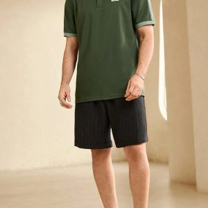 Manfinity KASUA Men??s Summer Color-Blocked Alphabet Pattern Short Sleeve Casual/Commute Polo Shirt - Image 6