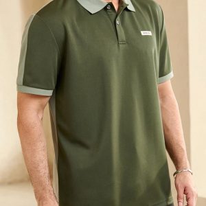 Manfinity KASUA Men??s Summer Color-Blocked Alphabet Pattern Short Sleeve Casual/Commute Polo Shirt - Image 7