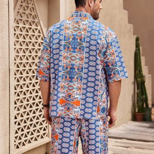 Manfinity KASUA Men??s Retro Printed Short Sleeve Shirt & Shorts Set - Image 2