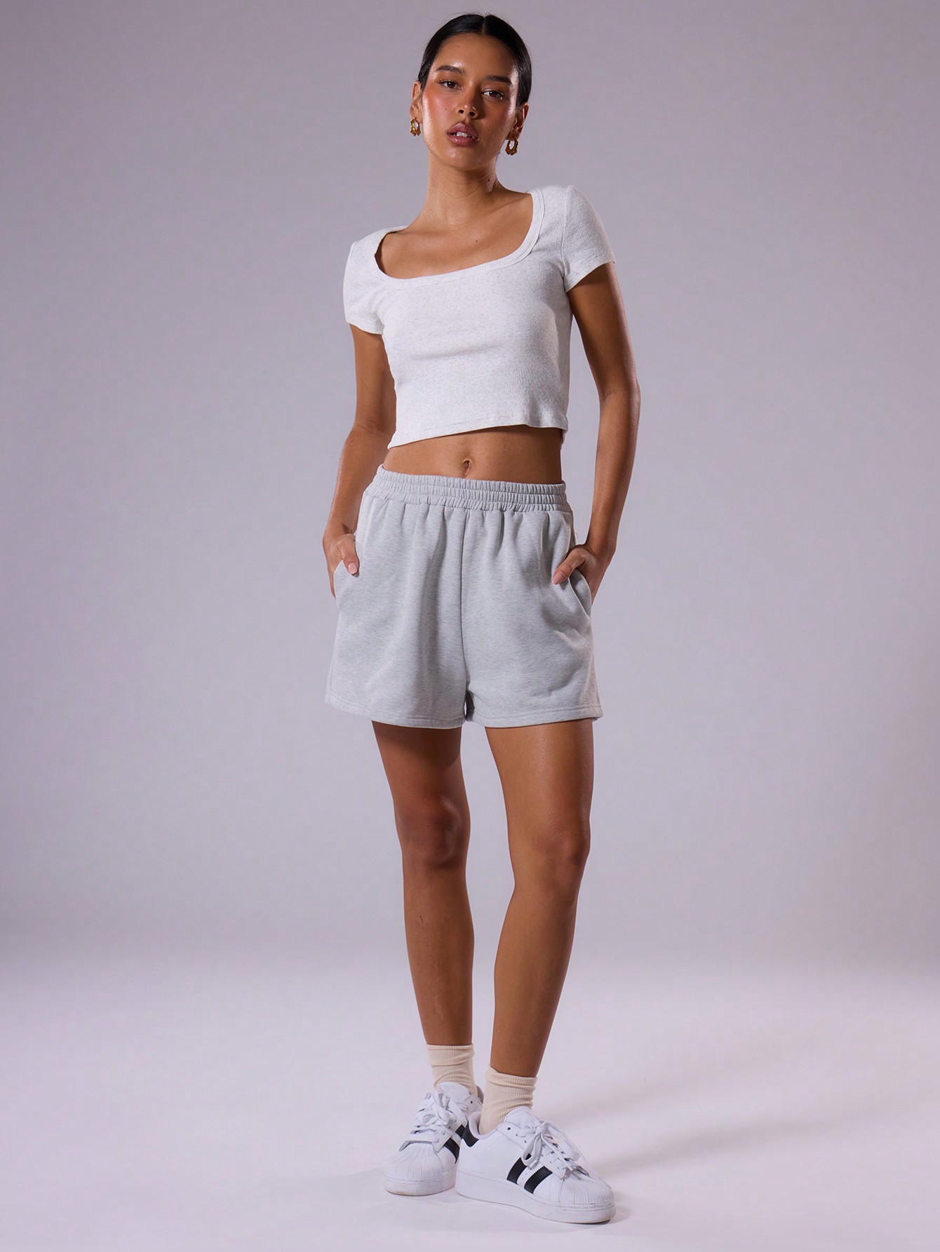 MUSERA Women??s Summer Solid Color Square Neck Crop Sleeve Crop Top, Casual Tee - Image 4