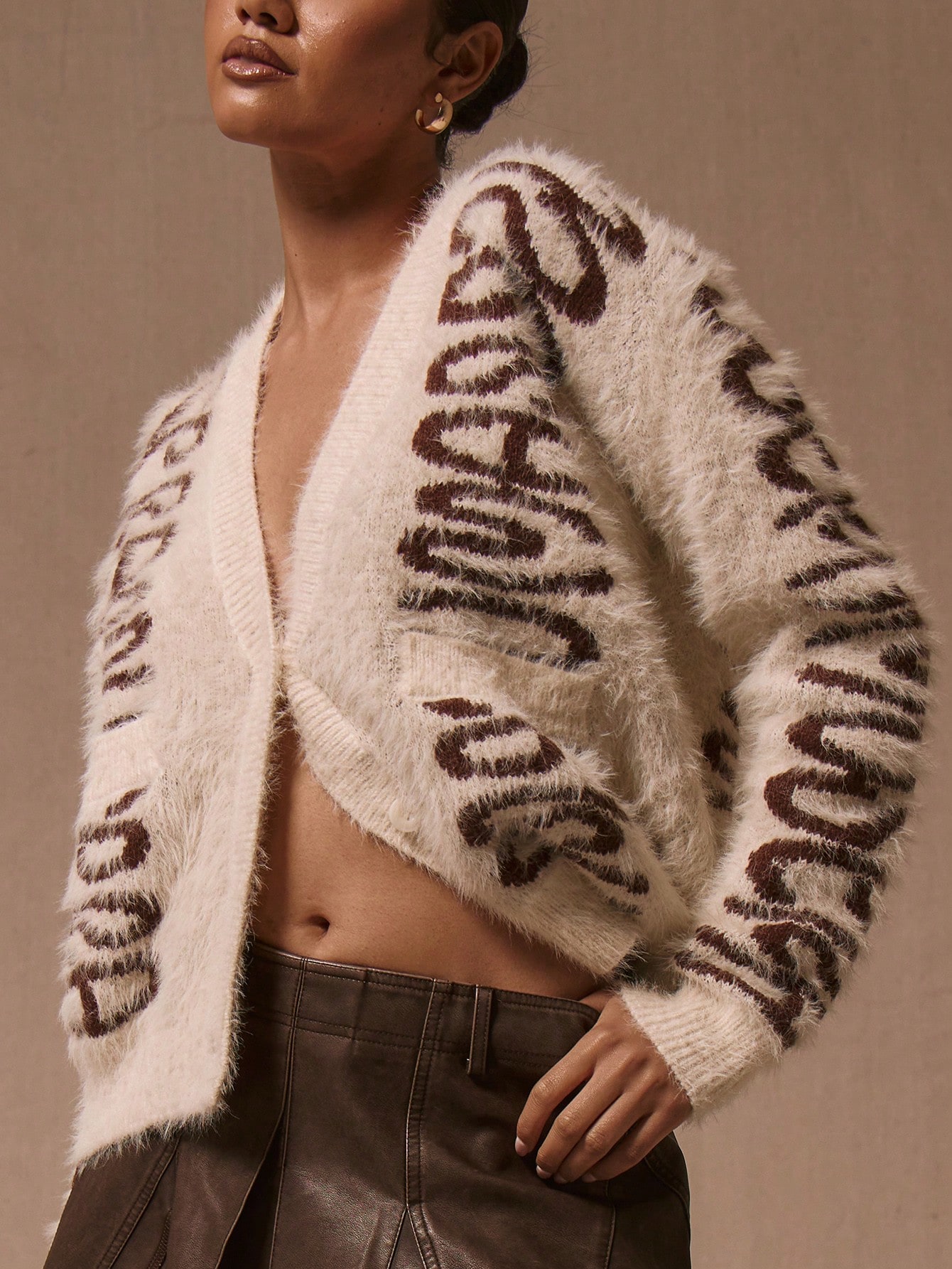 MUSERA MUSERA Logo Pattern Button Up Cardigan - Image 5