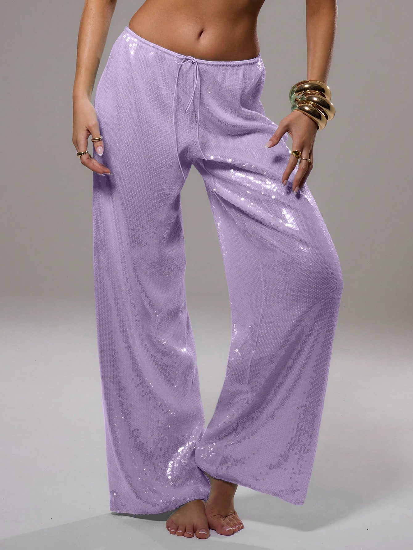 MUSERA Sequin Low Rise Trousers - Image 1
