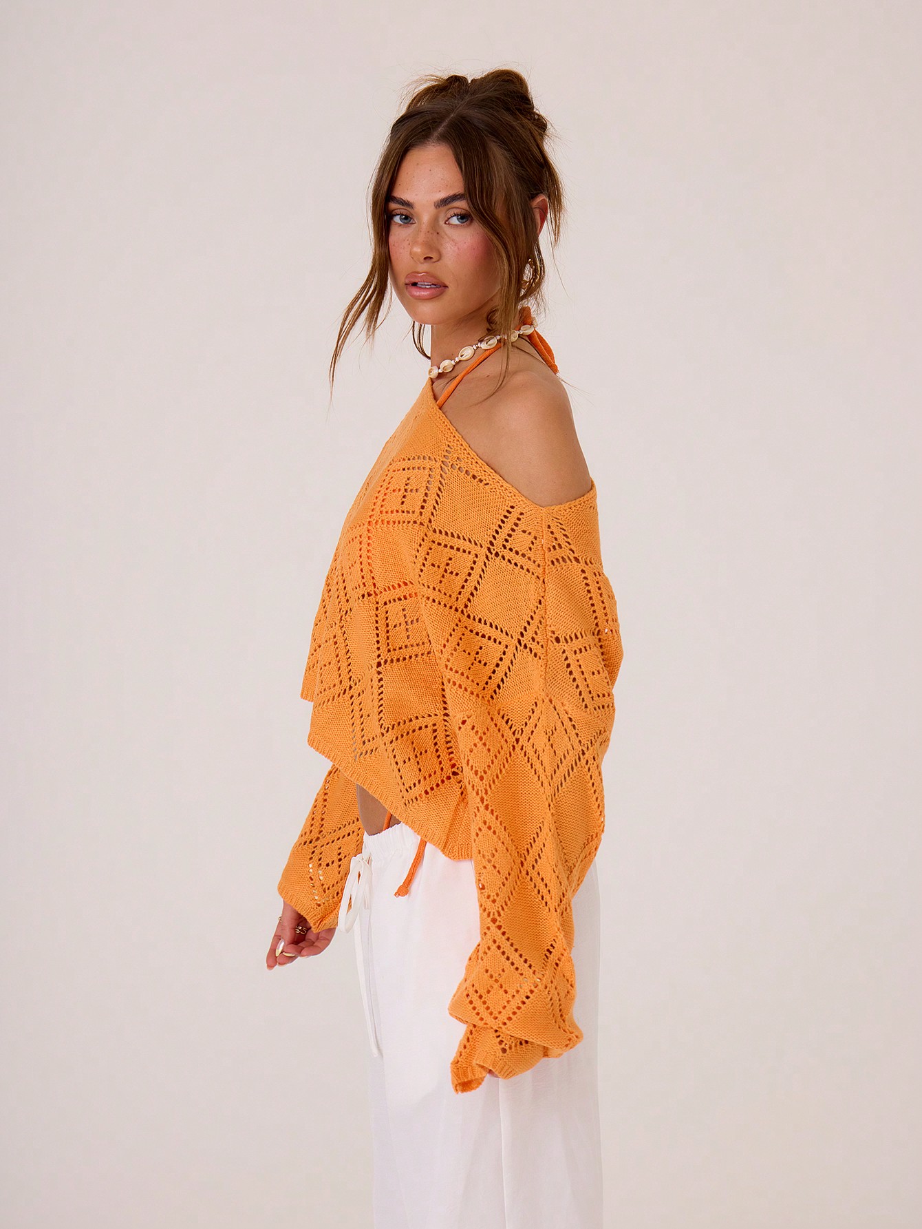 MUSERA Holiday Casual Pointelle Knit Boat Neck Drop Shoulder Sweater - Image 3