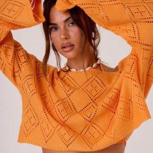 MUSERA Holiday Casual Pointelle Knit Boat Neck Drop Shoulder Sweater - Image 5