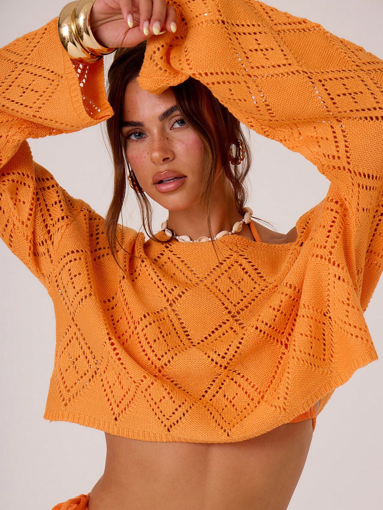 MUSERA Holiday Casual Pointelle Knit Boat Neck Drop Shoulder Sweater - Image 5