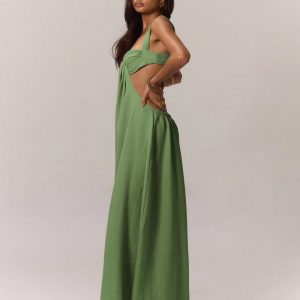 MUSERA Boho Ruched Bust Extreme Wide Leg Jumpsuit - Image 3