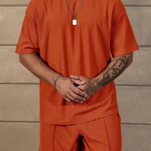 Manfinity KASUA Loose Fit Men Solid Drop Shoulder T-Shirt & Shorts Set - Image 4