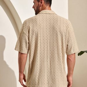 Manfinity KASUA Men??s Solid Color Textured Short Sleeve Casual Shirt For Holiday - Image 2