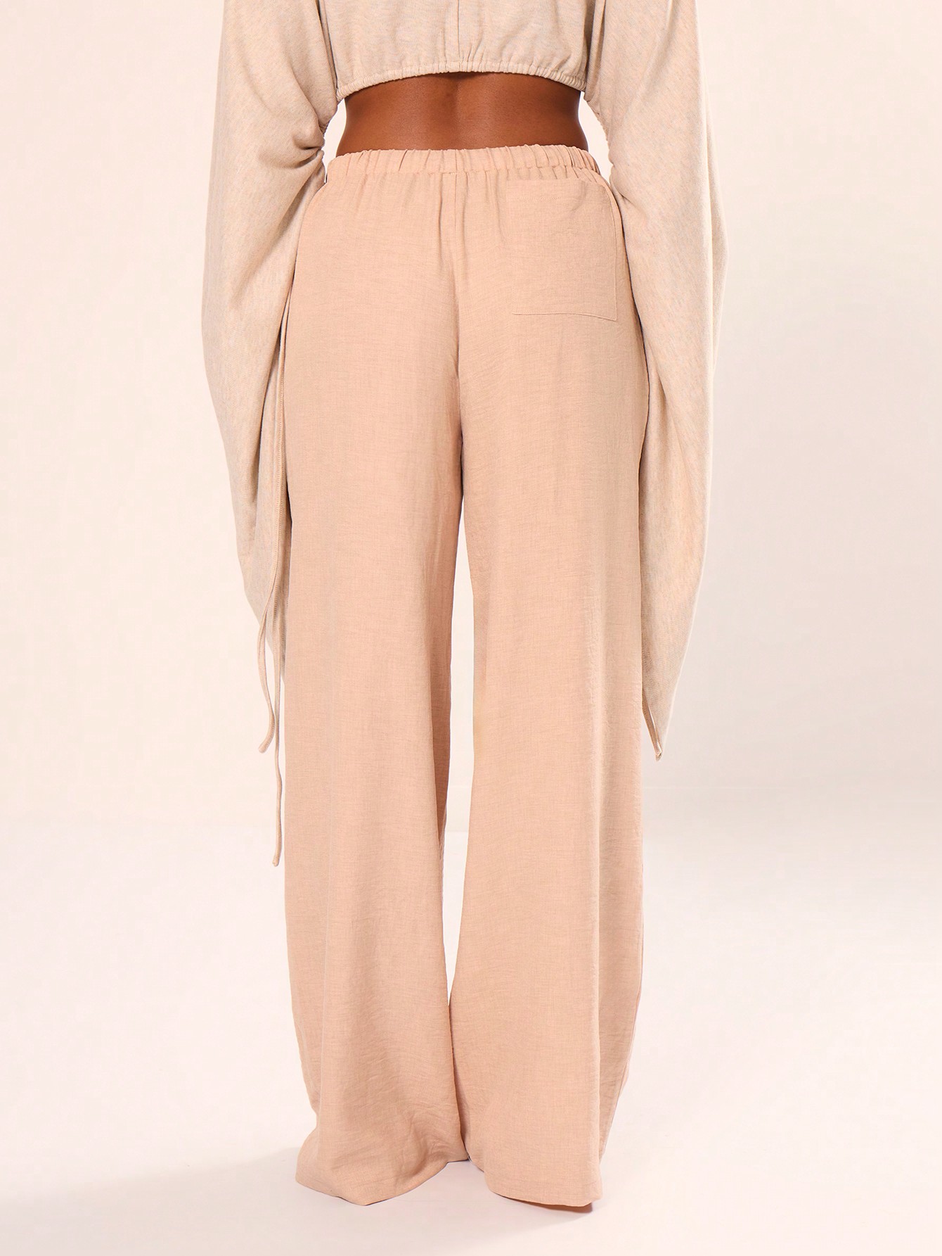 MUSERA Holiday Textured Linen Feel Tie Waist Trouser - Image 5