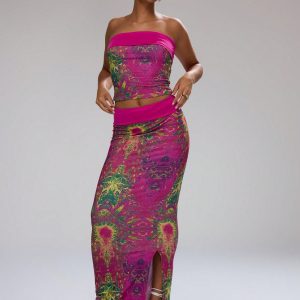 MUSERA Slinky Psychedellic Print Folded Bandeau Top - Image 5