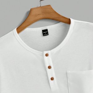 Manfinity KASUA 2pcs Men??s Casual Solid Color Button Front Shirt & Drawstring Waist Pants Set, Summer - Image 3