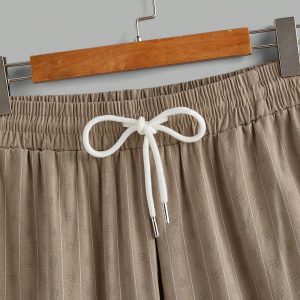 Manfinity KASUA 2pcs Men??s Casual Solid Color Button Front Shirt & Drawstring Waist Pants Set, Summer - Image 4