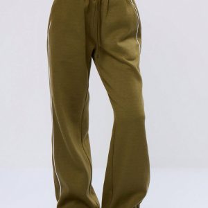 MUSERA Baggy Wide Leg Contrast Binding Joggers - Image 2