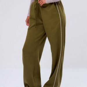 MUSERA Baggy Wide Leg Contrast Binding Joggers - Image 3