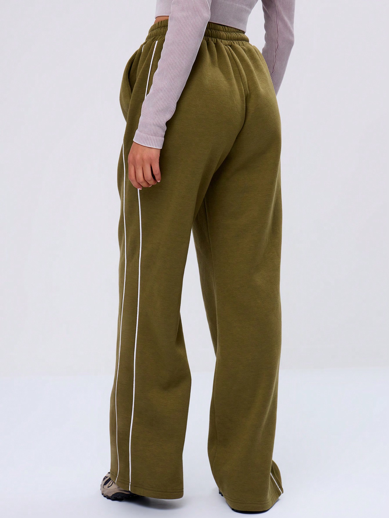 MUSERA Baggy Wide Leg Contrast Binding Joggers - Image 4