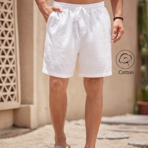 Manfinity KASUA Men??s Drawstring Pocket Casual Fashionable Vintage Cotton Shorts - Image 4