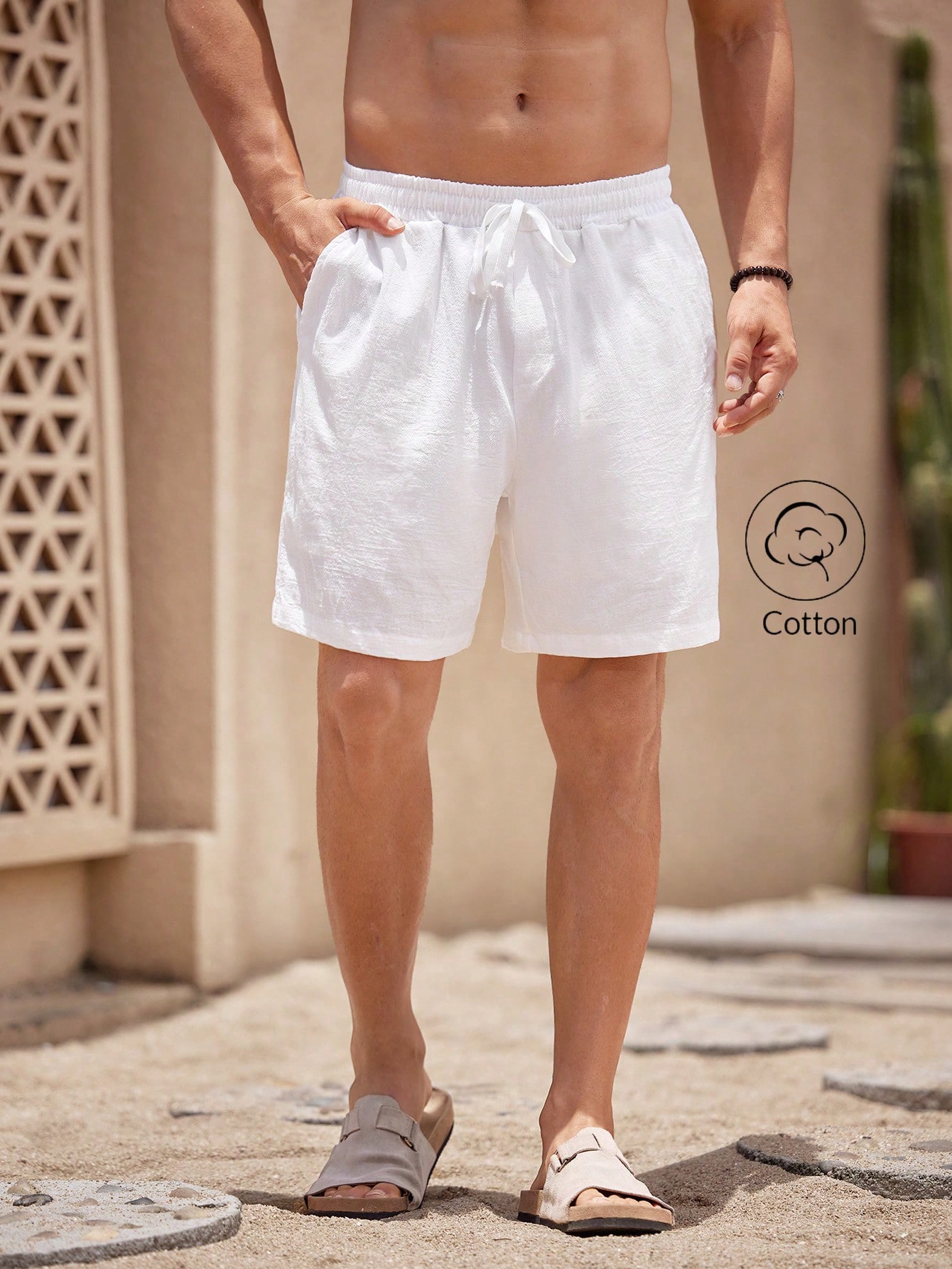 Manfinity KASUA Men??s Drawstring Pocket Casual Fashionable Vintage Cotton Shorts - Image 4