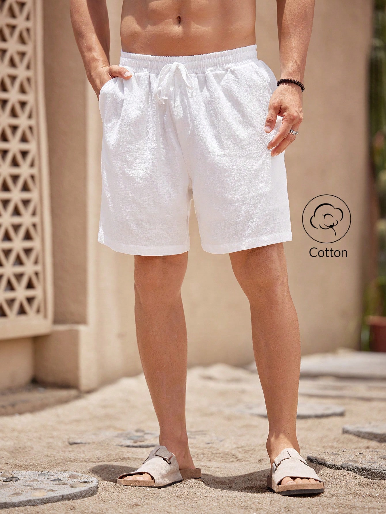 Manfinity KASUA Men??s Drawstring Pocket Casual Fashionable Vintage Cotton Shorts - Image 5