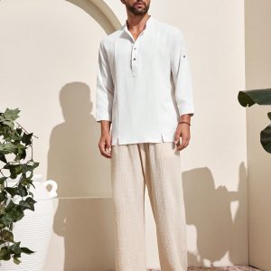 Manfinity KASUA Men??s Solid Color Simple Daily Wear Breathable Long Pants - Image 3