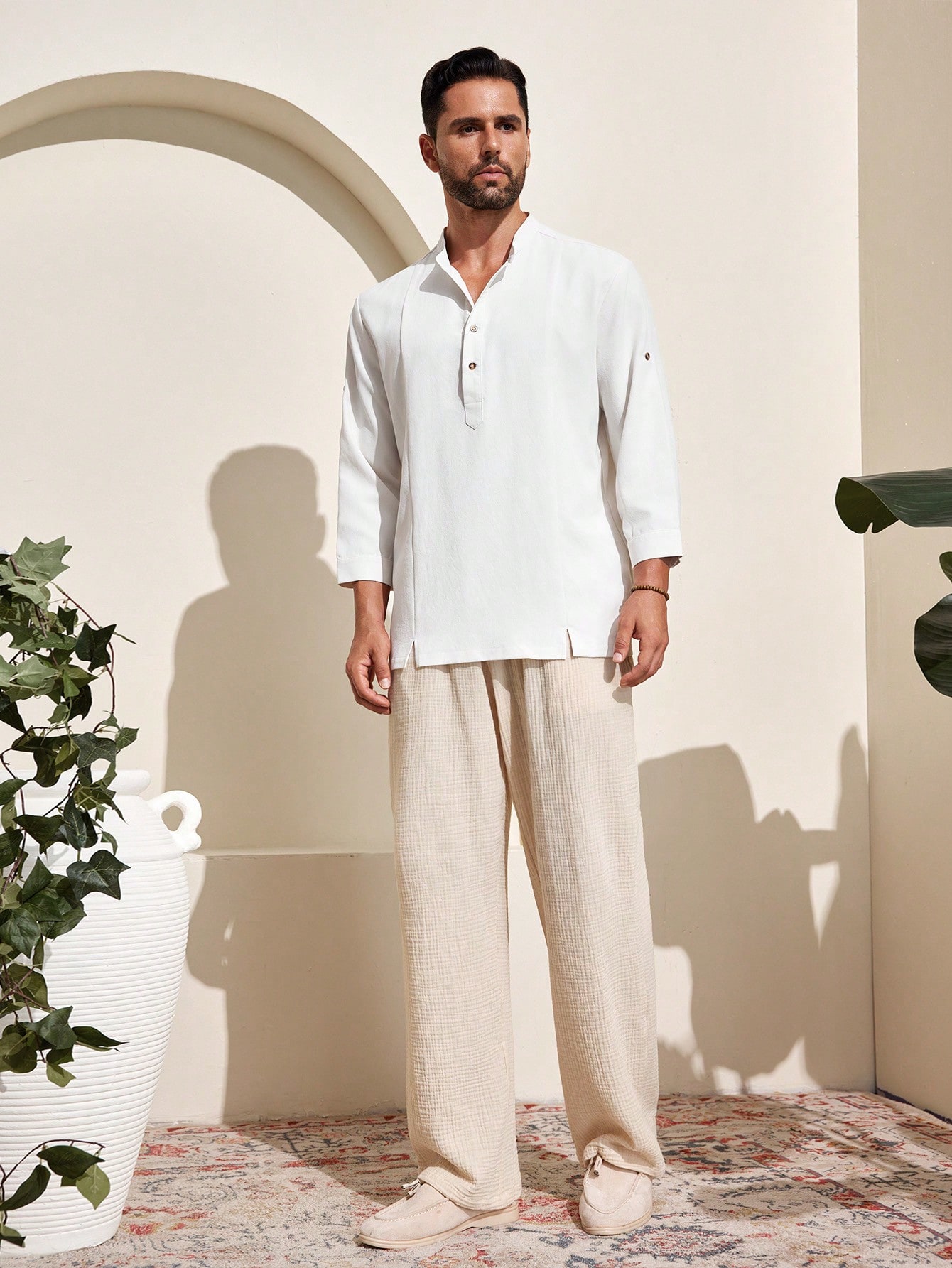 Manfinity KASUA Men??s Solid Color Simple Daily Wear Breathable Long Pants - Image 3