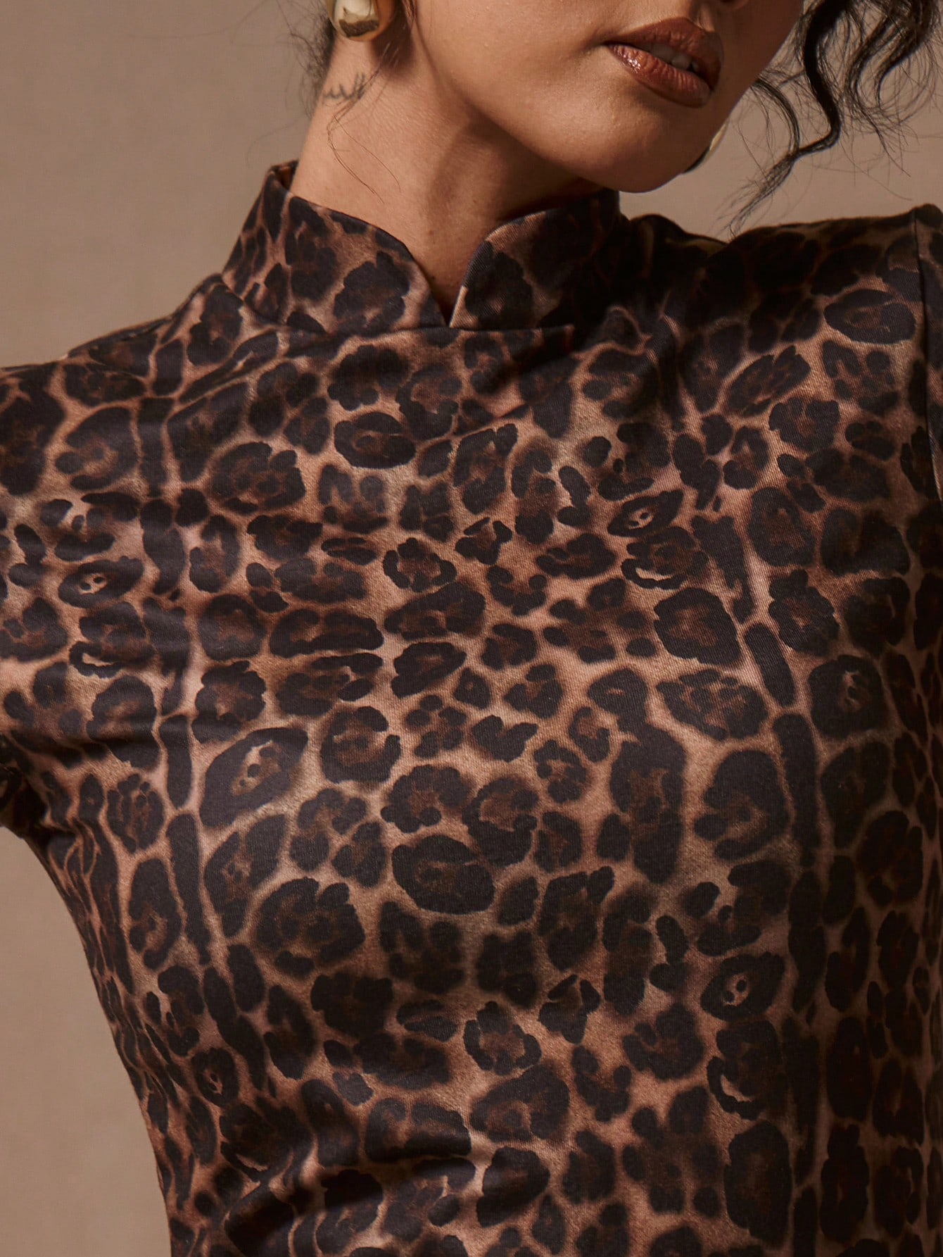 MUSERA High Neck Corset Leopard Print Dress - Image 5