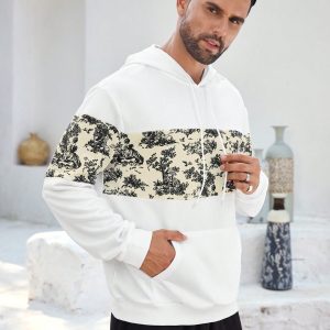Manfinity KASUA Men??s Casual Printed Patchwork Hoodie, Spring Autumn - Image 2