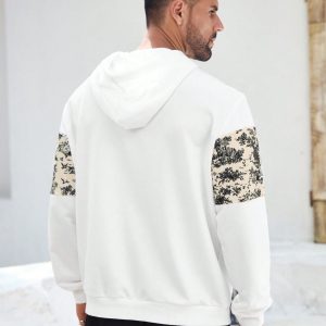Manfinity KASUA Men??s Casual Printed Patchwork Hoodie, Spring Autumn - Image 6