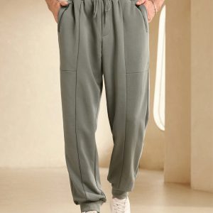 Manfinity KASUA Men??s Elastic Waist Solid Color Loose Fit Jogger Pants With Pockets