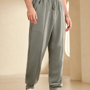 Manfinity KASUA Men??s Elastic Waist Solid Color Loose Fit Jogger Pants With Pockets - Image 3