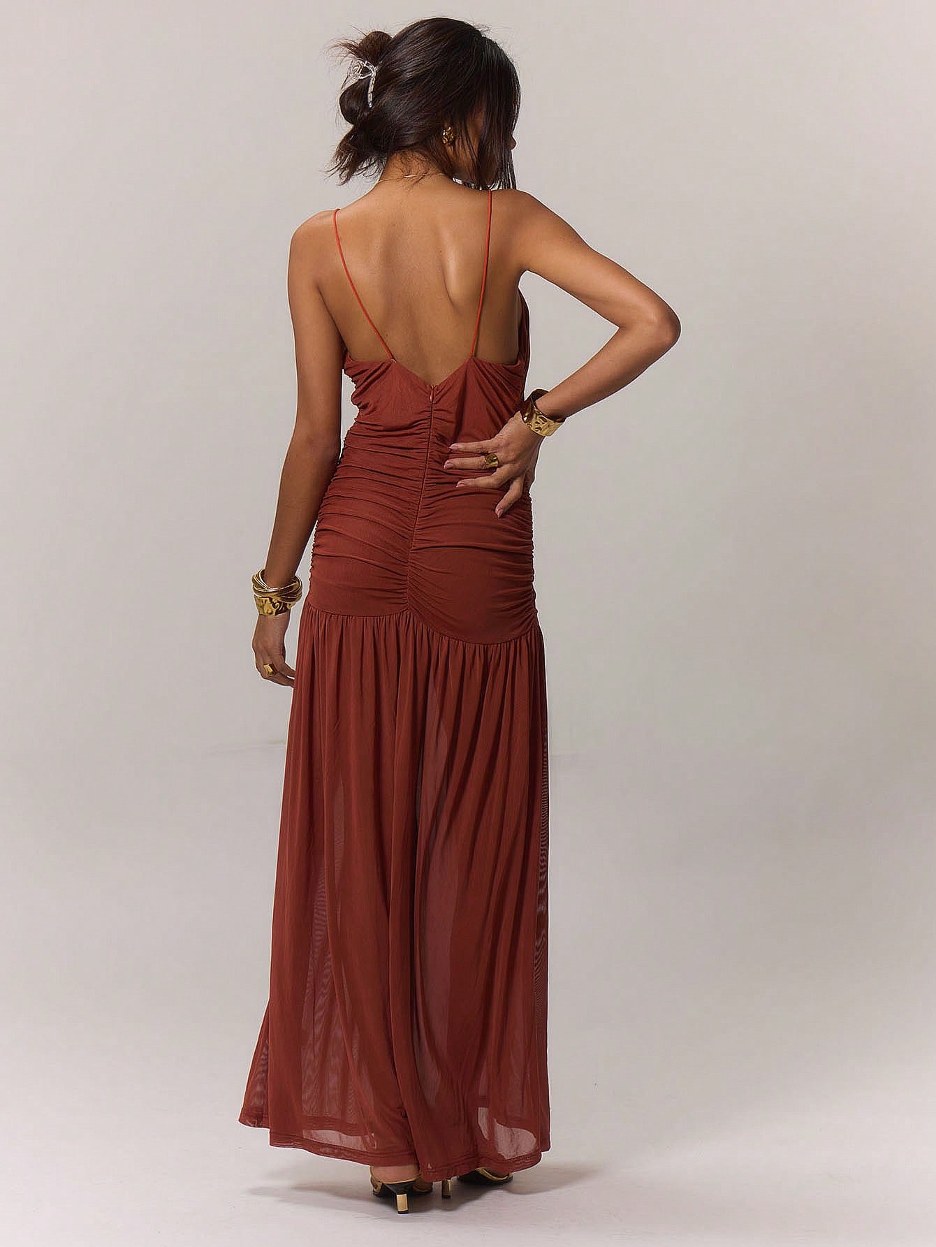 MUSERA Ruched Front Drop Hem Dress - Image 2