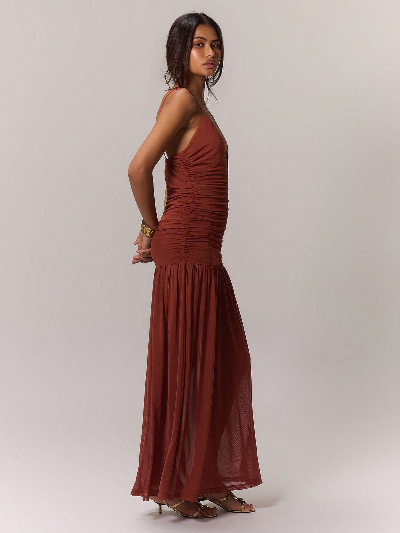 MUSERA Ruched Front Drop Hem Dress - Image 4