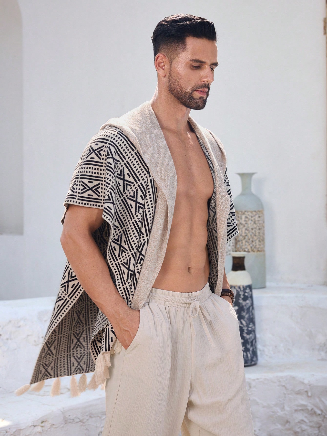 Manfinity KASUA Men??s Batwing Loose Knit Cardigan With Tassel, Casual Daily Wear - Image 5