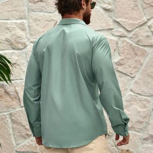 Manfinity KASUA Men??s Spring/Summer Casual Button-Down Long-Sleeved Shirt - Image 2